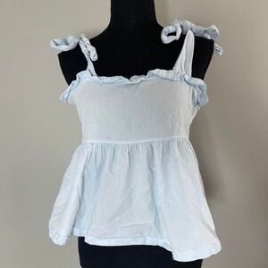 Baby blue ruffle top with tie straps